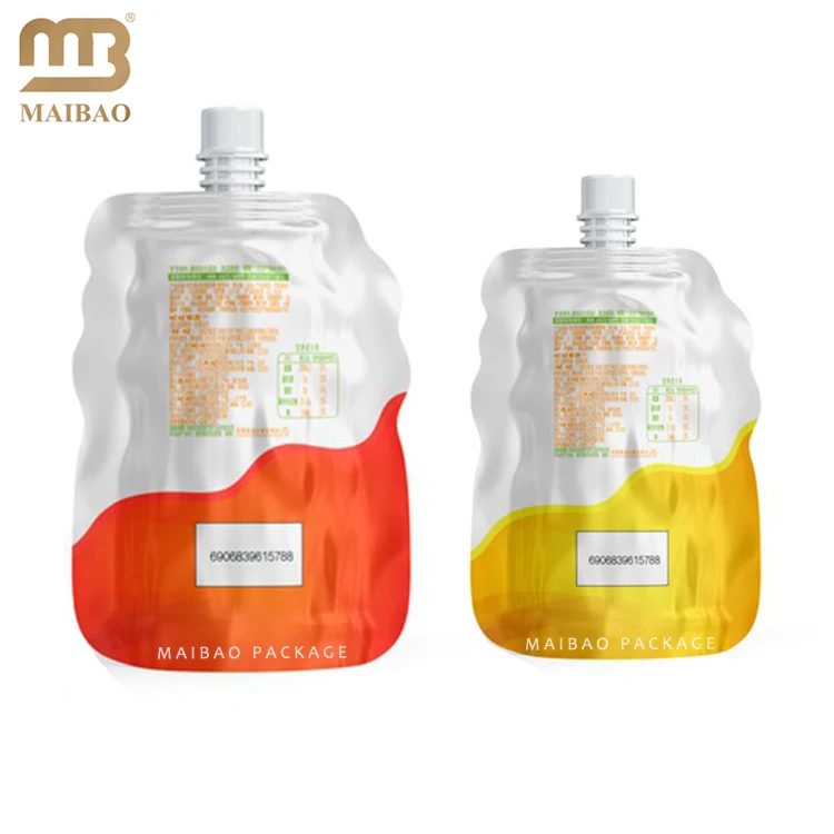 Напечатанный на заказ пластиковый упаковочный пакет специальной формы 50 мл 100 мл 500 мл для напитков, фруктовых соков, сумка с носиком