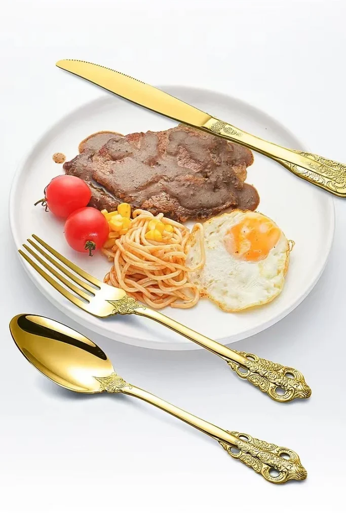 Набор столовых приборов из нержавеющей стали 410, одноразовый, 5 шт., столовые приборы, классический дизайн для свадебных вечеринок, чая, экологически чистое использование