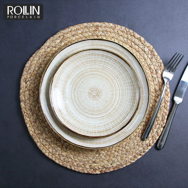 Роскошные кухонные круглые фарфоровые тарелки, посуда, обеденный набор, керамические тарелки для ресторанов, посуда, обеденный набор, посуда