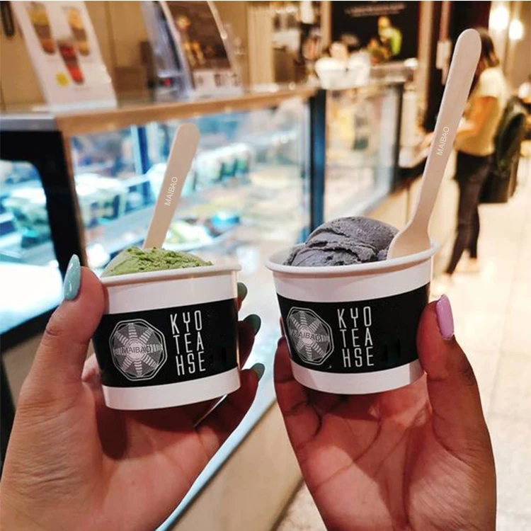 Оптовая продажа, 4 унции, 8 унций, 10 унций, 300 мл, крафт-бумага, миска для супа, чашка для упаковки пищевых продуктов, одноразовая чашка для мороженого с крышками