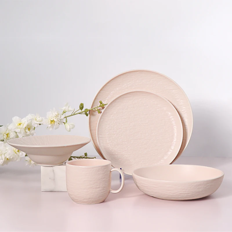 Скандинавская 10,5-дюймовая основная розовая тарелка, керамический обеденный набор для свадебных мероприятий, обеденная посуда, керамические розовые фарфоровые наборы столовой посуды