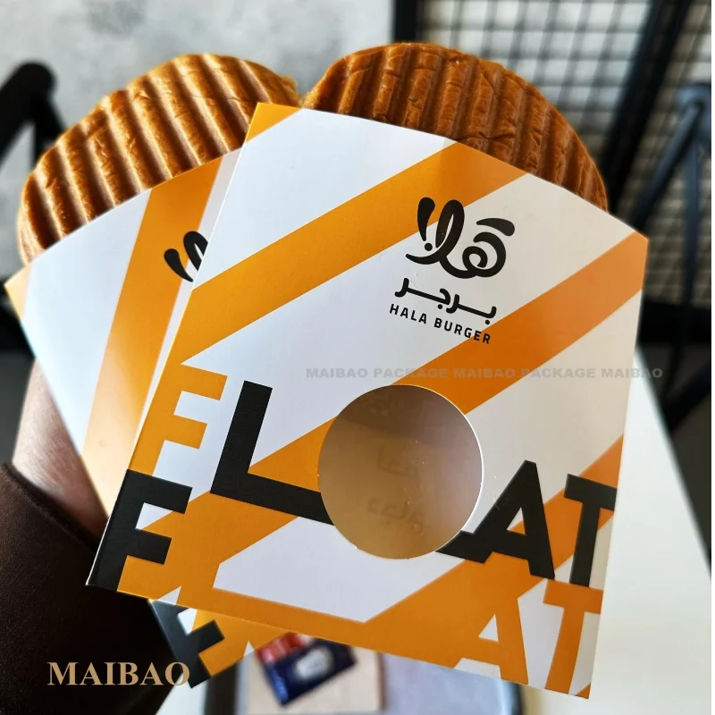 Бумажная коробка на вынос, упаковка для еды, упаковка для блинов, ломтиков пиццы, круассан, вафли, рожок для вафель