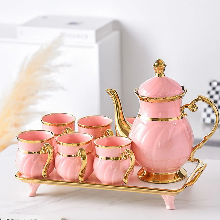 High Quality European Luxury Bone Porcelain Afternoon Tea Set Exquisite Gold Edge Ceramic Coffee Cup
