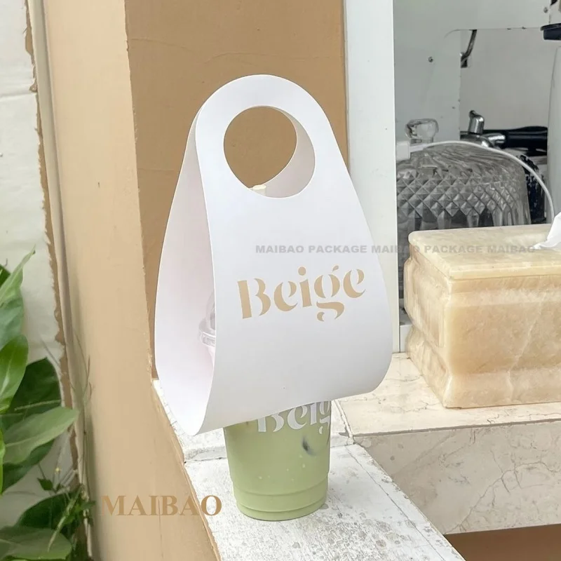 Картонный подстаканник для горячего напитка по индивидуальному заказу, поднос для чашки на вынос с ручкой, поднос из крафт-бумаги для кофе, поднос для бумажного стаканчика