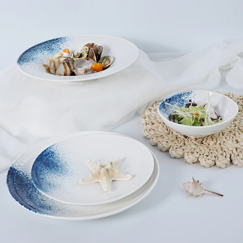 Фарфоровая фабрика, набор посуды для отелей, набор тарелок с макаронами, морепродуктами, тарелка с гребешками, набор столовой посуды для ресторана