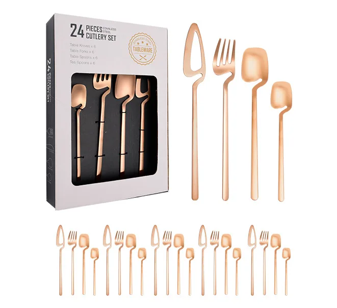 Элегантный набор столовых приборов вилка, ложка, нож, подарочная коробка для бистро, кондитерских и хлебобулочных изделий, посуда