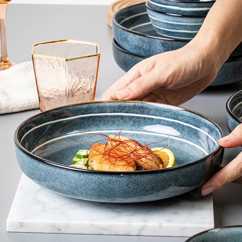 Porcelain  Round Dessert Salad Plates Dessert Ceramic Plate Modern Ceramic Dinnerware Lunch Box Home and Kitchen Tableware Set