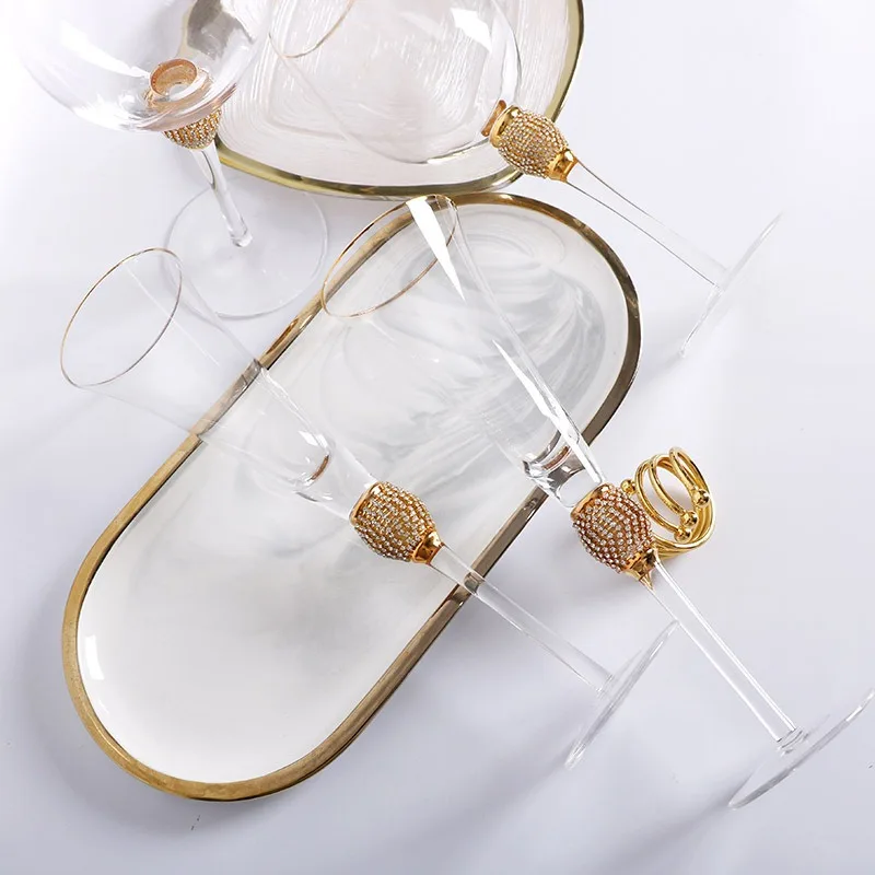 Прямая продажа с фабрики, новые продукты, индивидуальный набор бокалов для красного вина с золотой оправой