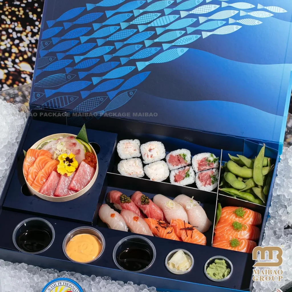 Напечатанный на заказ экологически чистый белый картон, одноразовый обед, доставка бенто, упаковка для фаст-фуда, суши на вынос, бумажная коробка