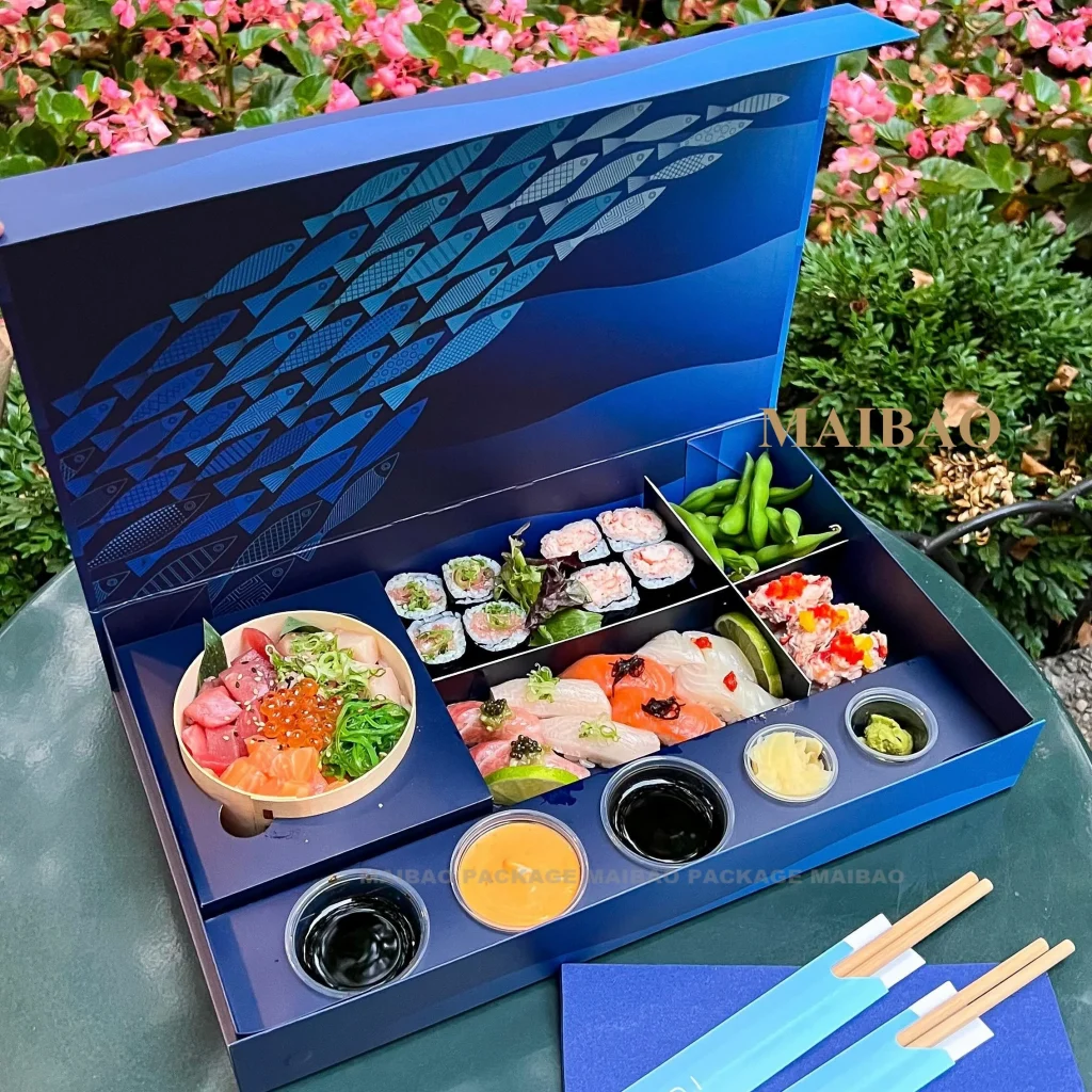 Напечатанные на заказ экологически чистые контейнеры для еды в ресторане, обеда на вынос, упаковка для еды на вынос, крафт-бумага, коробка для суши с окном