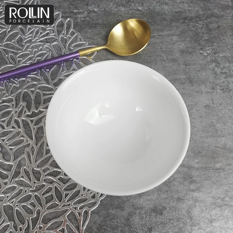 Поставщик Chaozhou, оптовая продажа, белая круглая посуда, керамические принадлежности, посуда, фарфоровая керамическая миска для риса, 120 мл для отеля