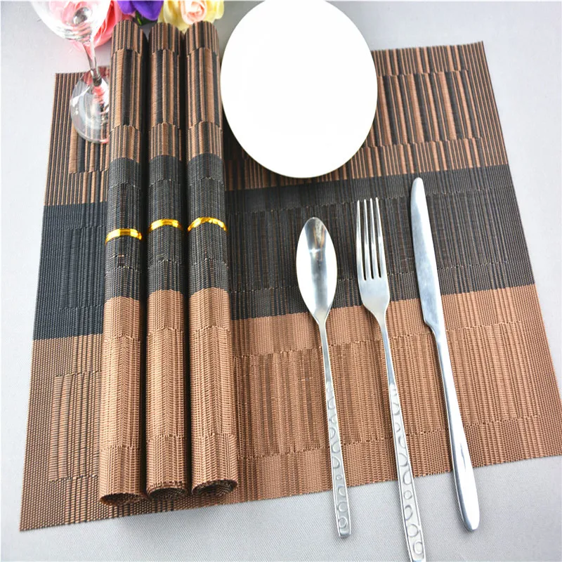 Durable Waterproof PVC Bamboo Placemat 30*45 Hotel Table Coaster with Non-slip Classic Style
