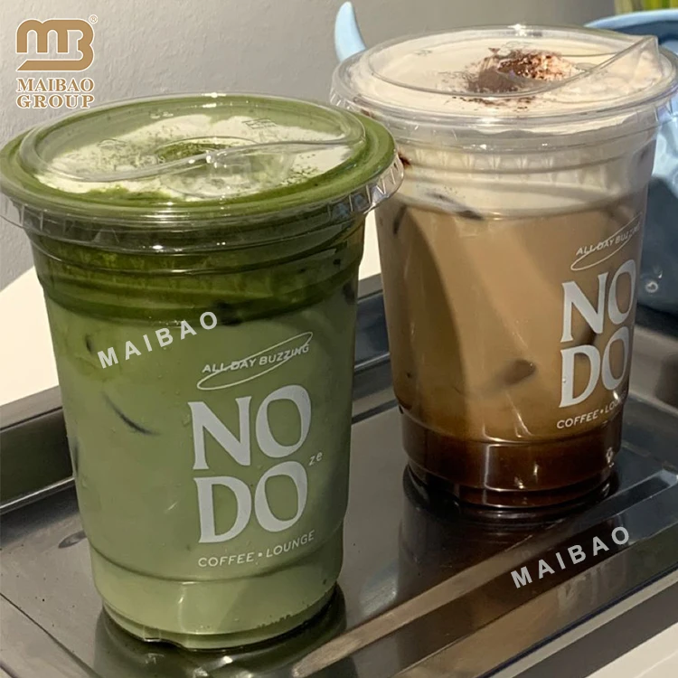 Изготовленные на заказ пластиковые кофейные чашки на 16 унций с крышками. Биоразлагаемые чашки для холодных напитков. Печатные пластиковые чашки для чая Boba Bubble Tea для смузи.