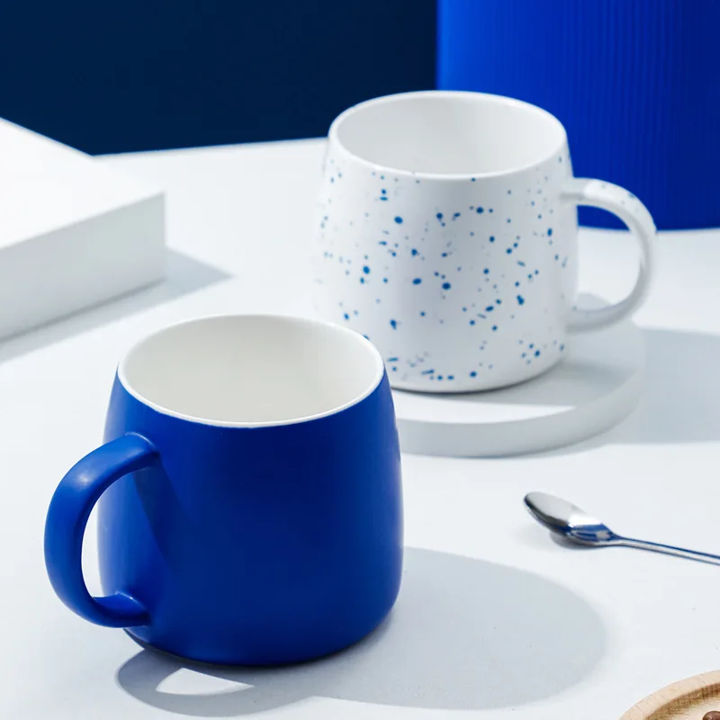 High Quality Klein Blue Coffee Ceramic Mug and Saucer Set with Custom Business Logo for Tea Cups & Saucers Gift