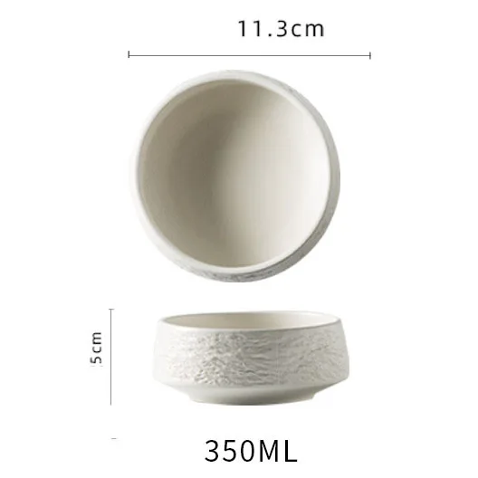 Creative Stone Rice Bowling White Black Round Shaped Ceramic Bowl High-End Restaurant Salad Bowl