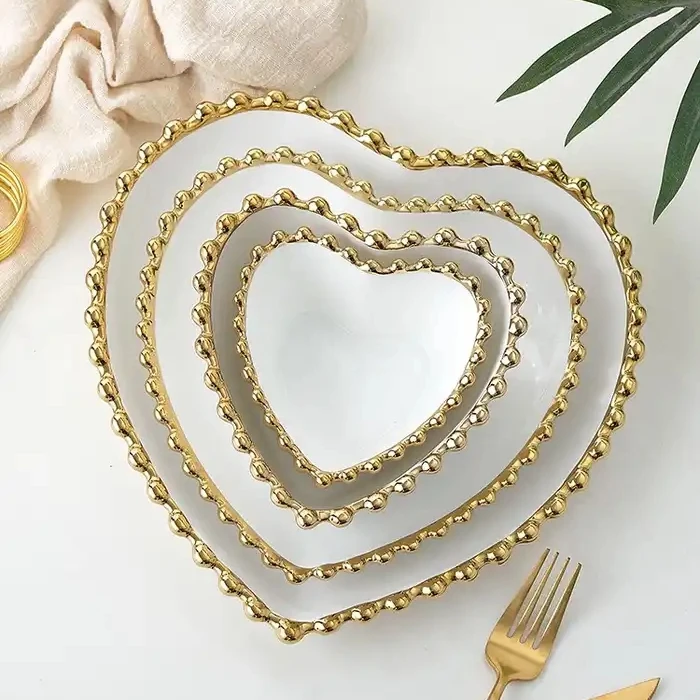 Golden Edge Hot Selling Porcelain Food Cake Bread Serving Dish Porcelain Dinner Sets