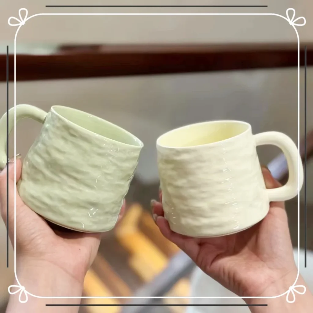 Minimalist Stone Texture Cream Style Ceramic Tea Cup for Home Milk Coffee Breakfast Oatmeal Fruit Dessert Decorative Cup