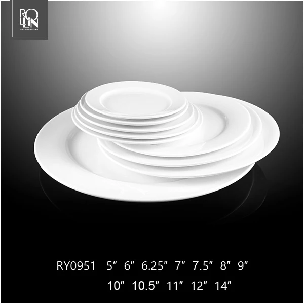 Горячие продажи для отелей и ресторанов, можно мыть в посудомоечной машине, простые белые круглые керамические сервировочные блюда, плоская тарелка 9 дюймов
