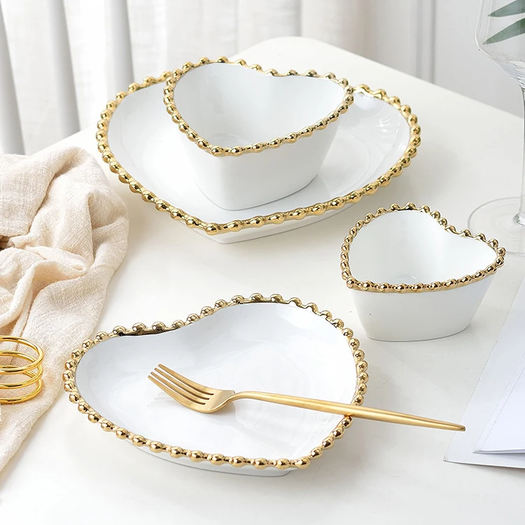 European Style Luxury Snack  Ceramic Plate Living Room Coffee Table Fruit Plate Dinner Plates Ceramic Set Luxury