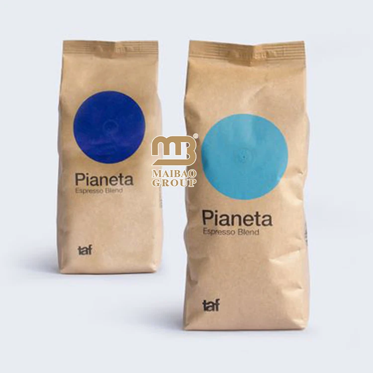 Изготовленные на заказ термосвариваемые крафт-бумаги, алюминиевая фольга, 1 кг, упаковочные пакеты для кофейных зерен, стоячий упаковочный мешок, 1 фунт, кофейный мешок с клапаном