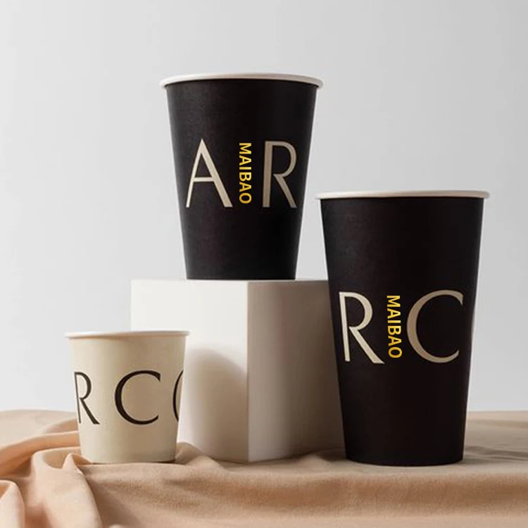 Напечатанный на заказ экологически чистый компостируемый одноразовый бумажный стаканчик для кофе с крышкой 8 унций 12 унций бумажный стаканчик с двойными стенками для кофе