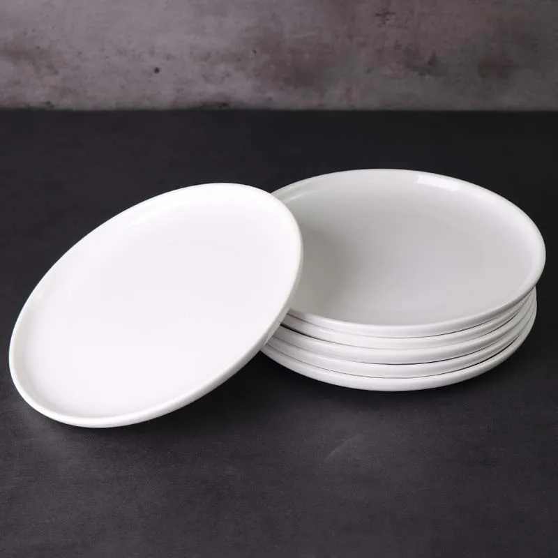 Европейская современная керамика, тарелки по индивидуальному заказу, керамическая посуда, индивидуальный логотип, изысканные белые фарфоровые обеденные тарелки для ресторанов