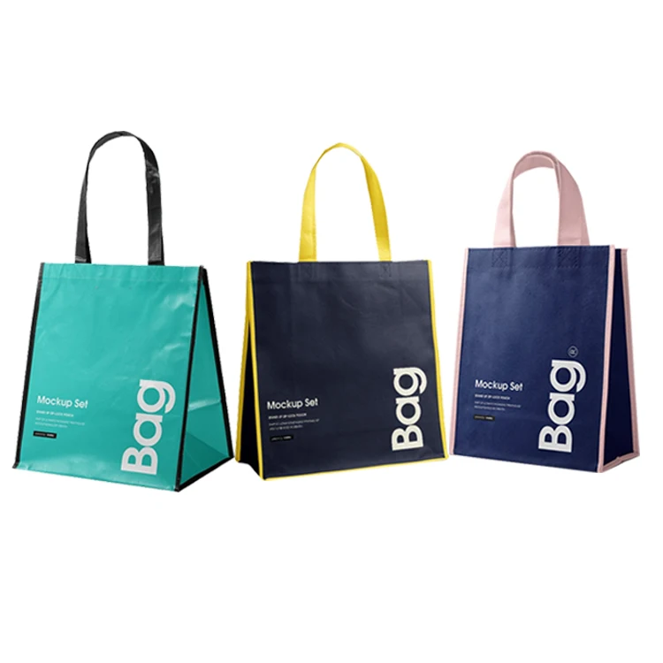 Изготовленная на заказ многоразовая нетканая сумка для покупок с логотипом, экологически чистая переработанная ламинированная полипропиленовая ткань, продуктовая упаковка, нетканая сумка