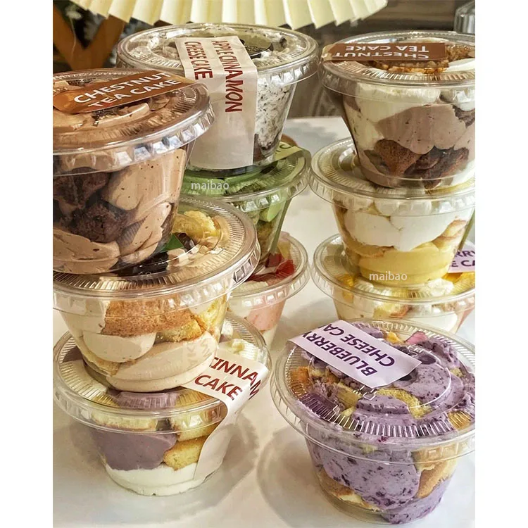 250 мл 360 мл 500 мл U-образный пластиковый стаканчик для клубничного десерта с крышкой, одноразовый прозрачный стаканчик для мороженого, упаковка для йогурта, смузи