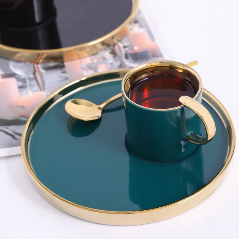 High Quality Mini Tea Cup Gift Box Colorful Glaze Gold Ceramic Cup Home Coffee Cup