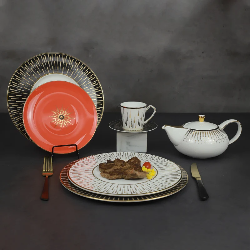 Китай производитель оптовая продажа роскошные тонкие костяные фарфоровые керамические золотые костяные тарелки Chian для свадебной вечеринки