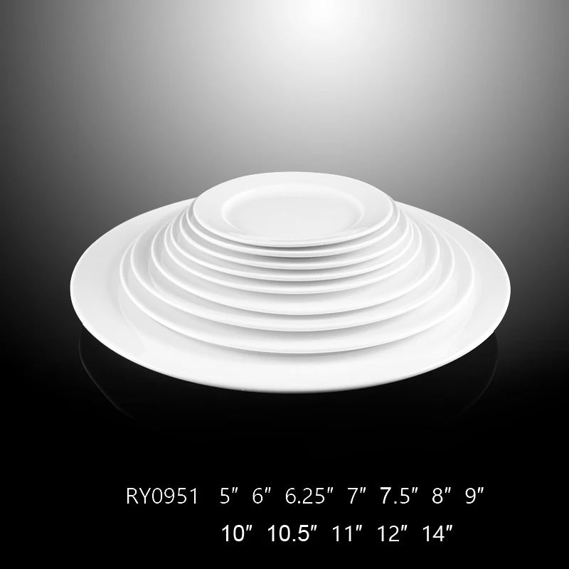 Горячие продажи в домашних условиях, наборы белых столовых тарелок, керамические тарелки для шведского стола для общественного питания
