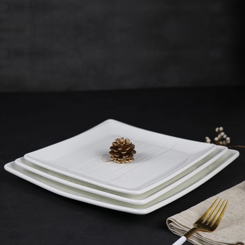 Ресторанные принадлежности, белые фарфоровые керамические тарелки, тарелки для свадебных закусок, тарелки для свадебного ужина