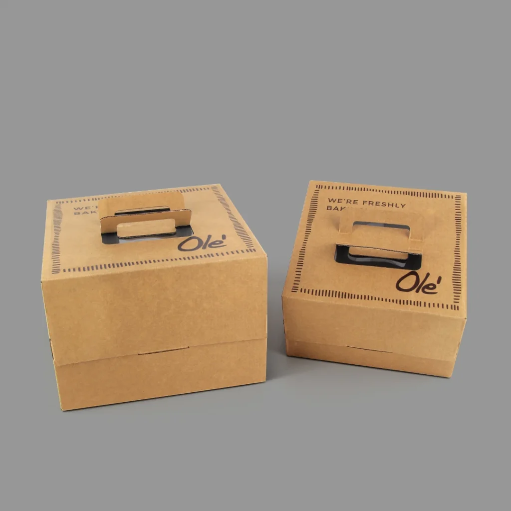 Оптовая продажа, изготовленная на заказ бело-розовая картонная коробка для торта с ручкой, маленькая витрина для свадебного торта 10x10x12, высокая коробка для торта, окно с логотипом, с рисунком