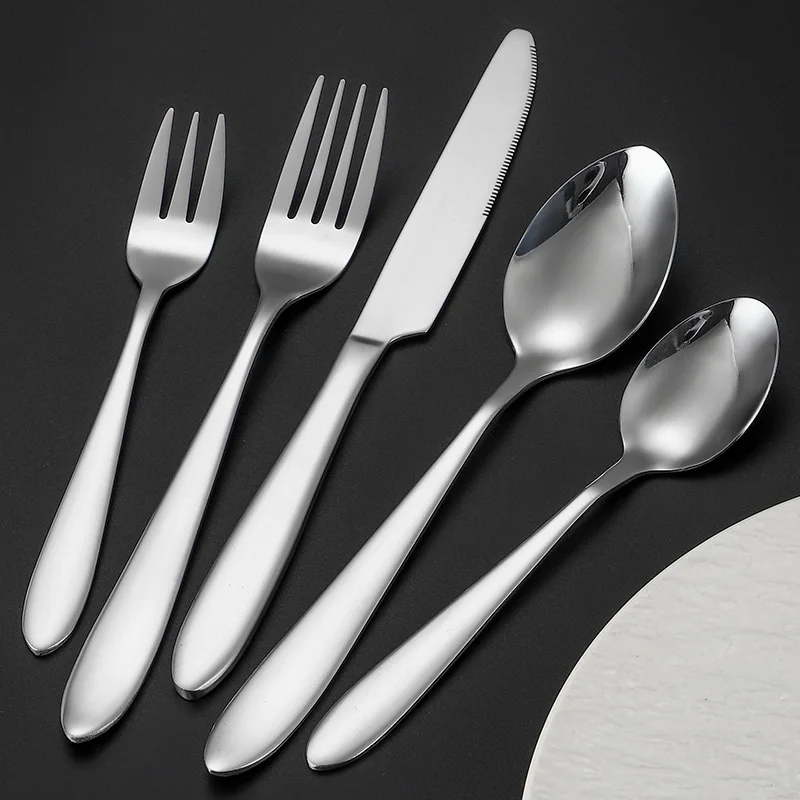 Роскошный серебряный набор столовых приборов с острым хвостом из нержавеющей стали с зеркальной полировкой для ресторана