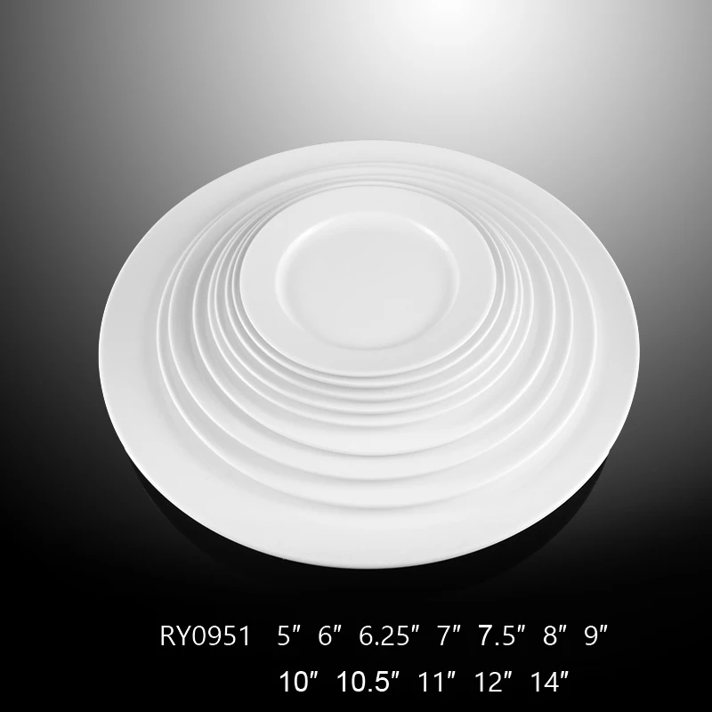 Горячие продажи в домашних условиях, наборы белых столовых тарелок, керамические тарелки для шведского стола для общественного питания