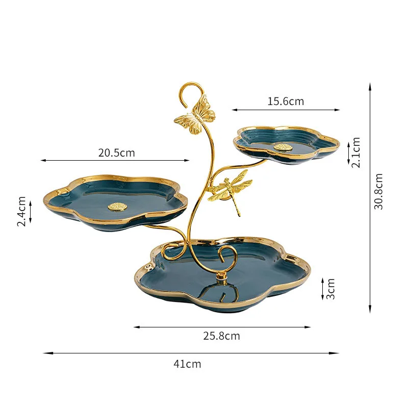 Luxury 3-Tier Ceramic Plate Cake Stand Large Standing Display Stand for Wedding Cakes Dessert Table Serving Tray Set