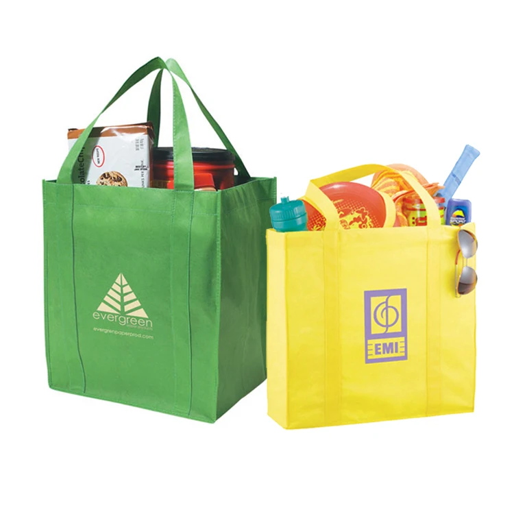 Печатная на заказ рекламная экологически чистая переработанная полипропиленовая ткань, супермаркет, магазины, продуктовая упаковка, многоразовая нетканая большая сумка