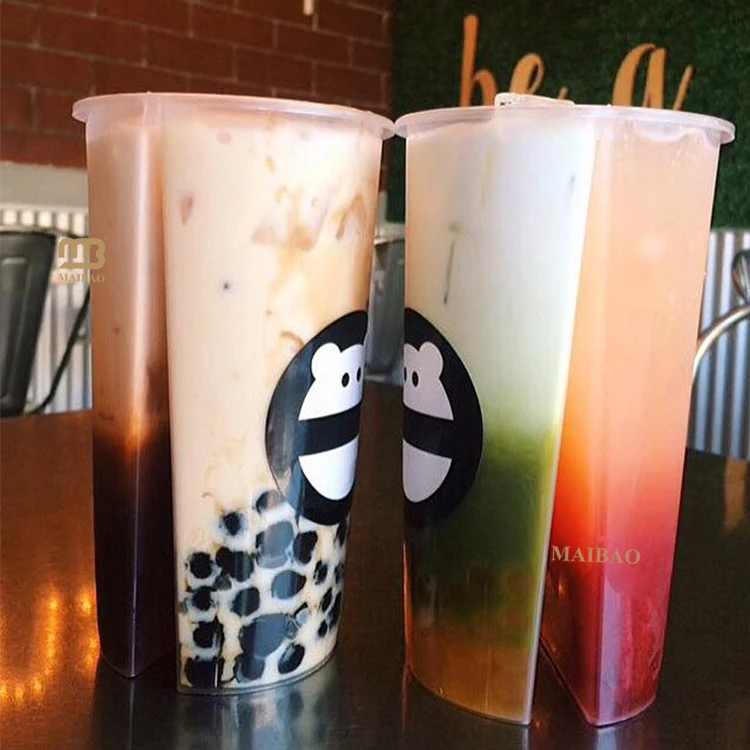 Одноразовые пластиковые стаканчики на заказ, 12 унций, 16 унций, 22 унции, пузырьковые чайные чашки с двойным отделением, 700 мл, ПП, ПЭТ, сок, чашка чая Боба, 2 отделения