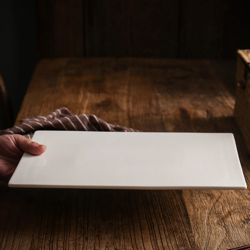 Роскошная белая фарфоровая прямоугольная тарелка для свадебной посуды и сервировочной посуды в ресторане