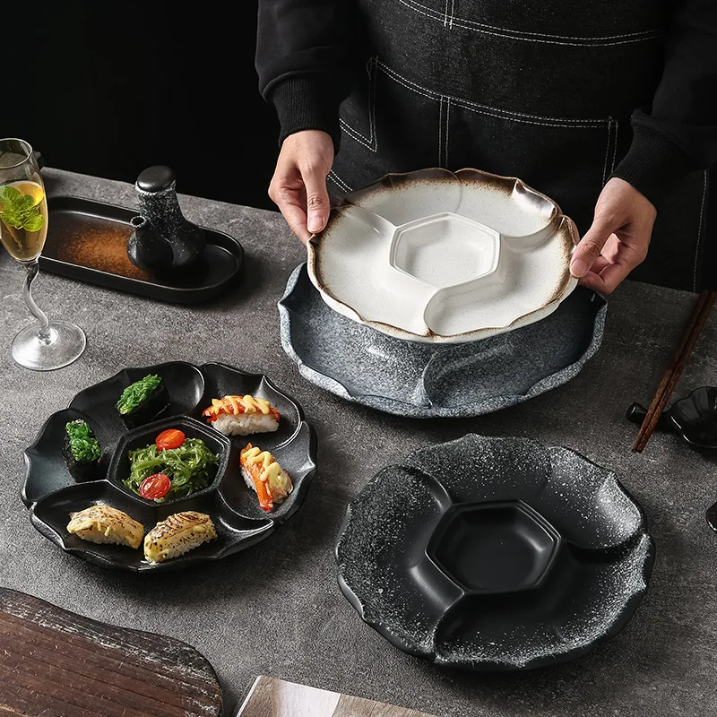 Сервиз посуды Набор тарелок в форме цветка для свадебной и праздничной посуды с декоративным дизайном для изысканного ужина