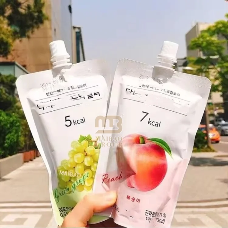 Изготовленный на заказ мешок для безалкогольных напитков, фруктового сока, стоячий мешочек, биоразлагаемый мешок для жидкости, корейская упаковка для напитков, мешочек с носиком