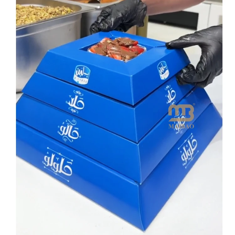 Бумажная пирамидальная коробка индивидуального дизайна для кейтеринга, пирамидка для закусок, торта, хлеба, коробка на вынос, пирамидальная упаковка для выпаса десертов, упаковка для пищевых продуктов