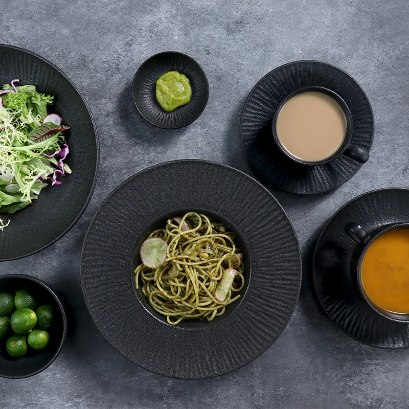 Набор тарелок для горячего горшка, столовая посуда, керамическая посуда, черная керамическая посуда, набор тарелок, обеденный китайский набор посуды для ресторана