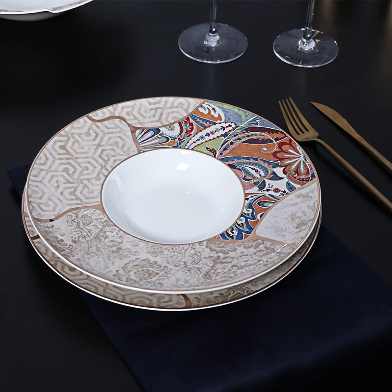 Тарелка, дизайн ужина, скандинавская ресторанная посуда, керамическая посуда Chaozhou, роскошный подарочный набор, набор тарелок для курортного ужина