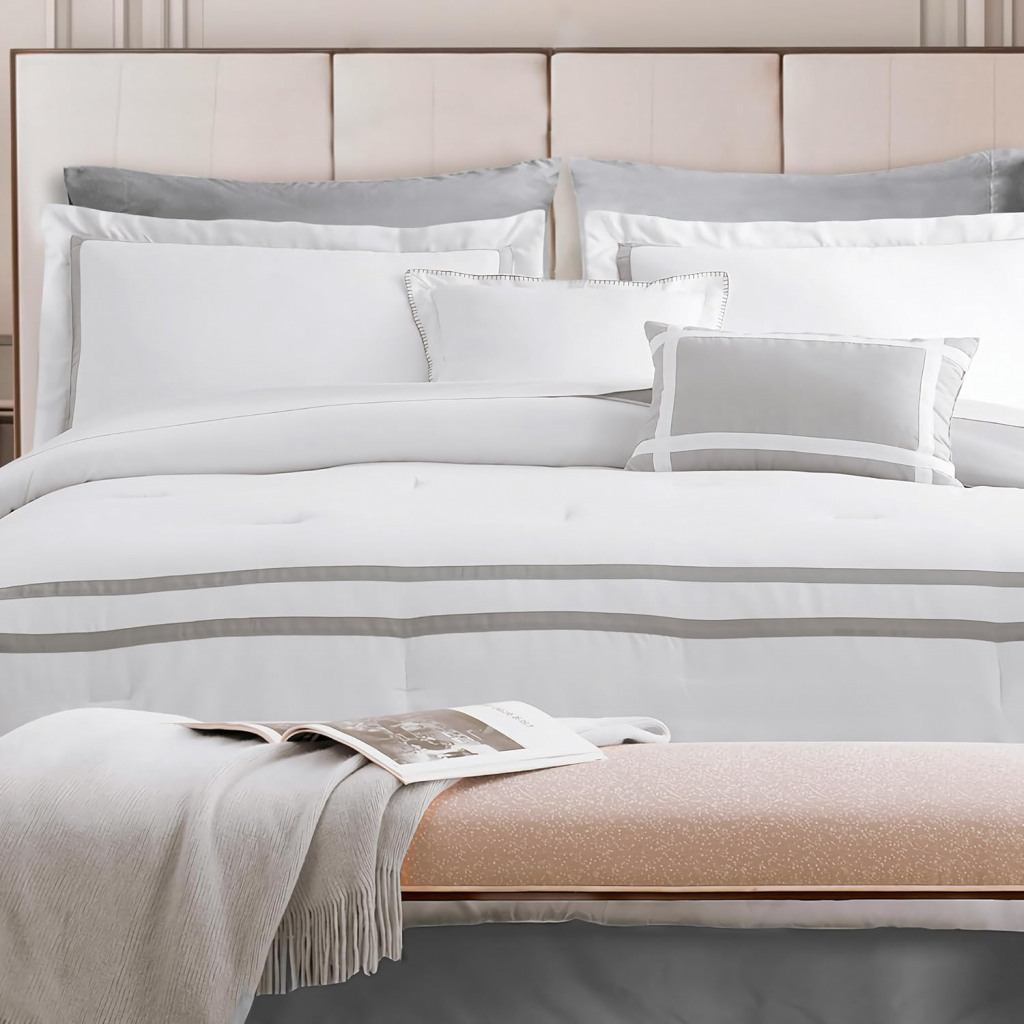 Современный легкий роскошный комплект постельного белья из 8 предметов, белый гидроматовый белый отель, одеяло, простыня, наволочка, наборы пододеяльников