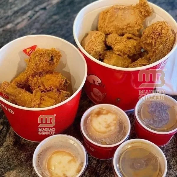 Бумажное ведро большой емкости на заказ для жареной курицы, контейнер для еды, чашка для попкорна, ведро для курицы, крафт-бумага, одностенная