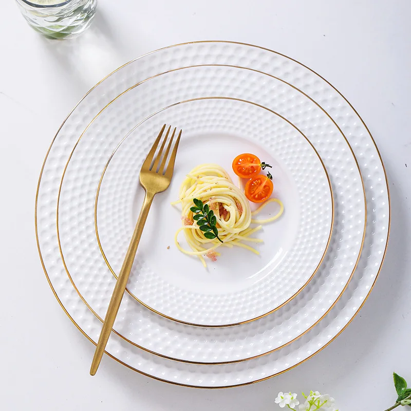 Ceramic Dishes White Ceramic Dish Plate for Steak Fruit Wedding Cake for Household Parties Technique Under Glazed