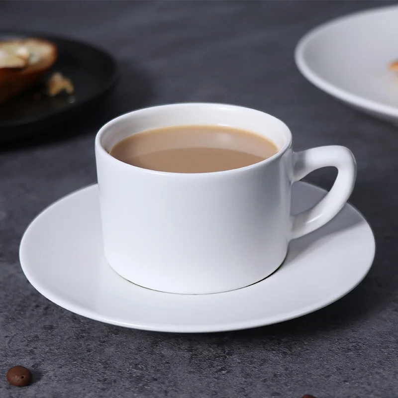 Матовые черные чашки, посуда на 9 унций, набор чашек для белого кофе, чая, фарфоровая кофейная чашка для кафе