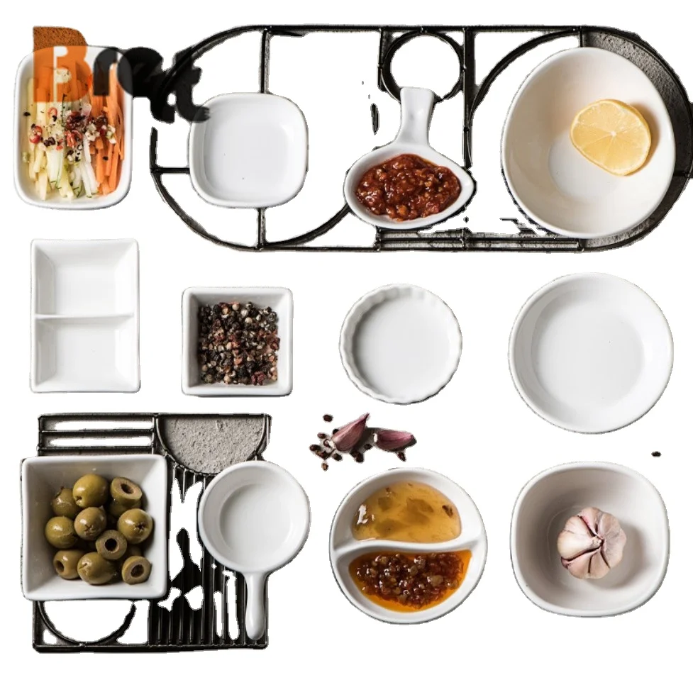 Бретт Креативная европейская керамическая тарелка для приправ Маленькая меламиновая и пластиковая лодочка с квадратным узором для окунания в соевый соус