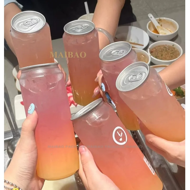 Пластиковая бутылка для напитков с логотипом под заказ, 250 мл, 500 мл, уникальные банки для безалкогольных напитков, сока, молока, кофе, легко открывающиеся банки